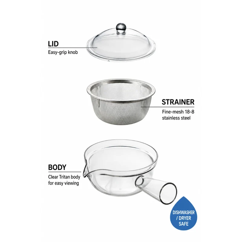 Akebono Clear Kyusu Teapot with Stainless Steel Strainer