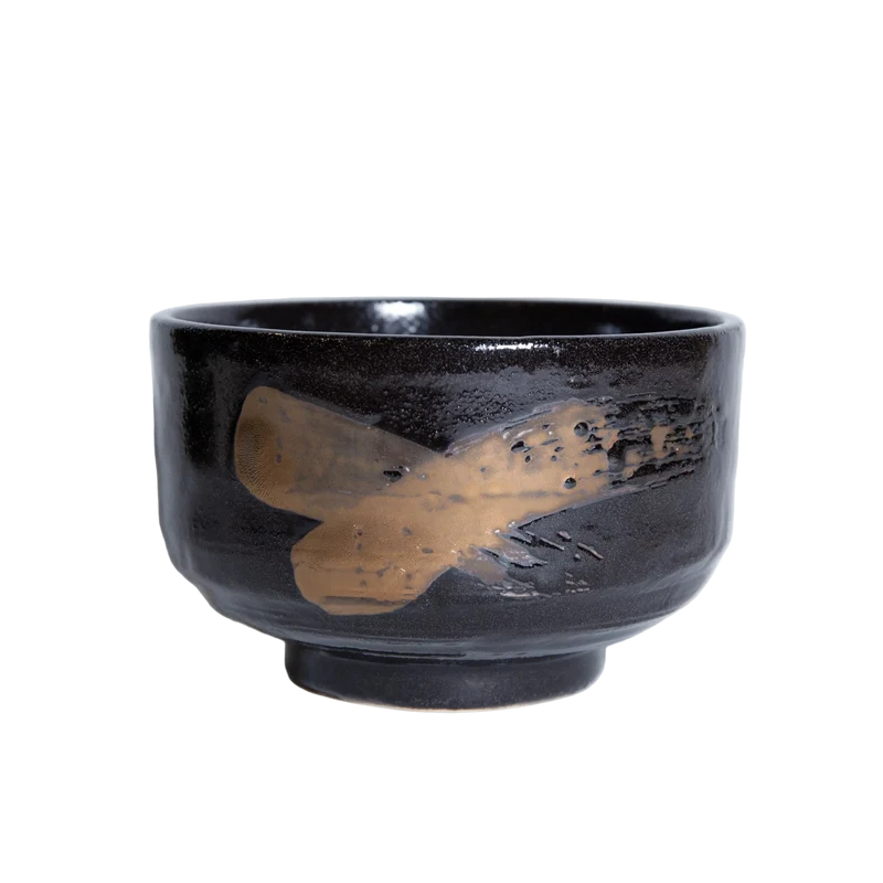 Yamaki Ikai Kurogane Brush Genji Matcha Bowl