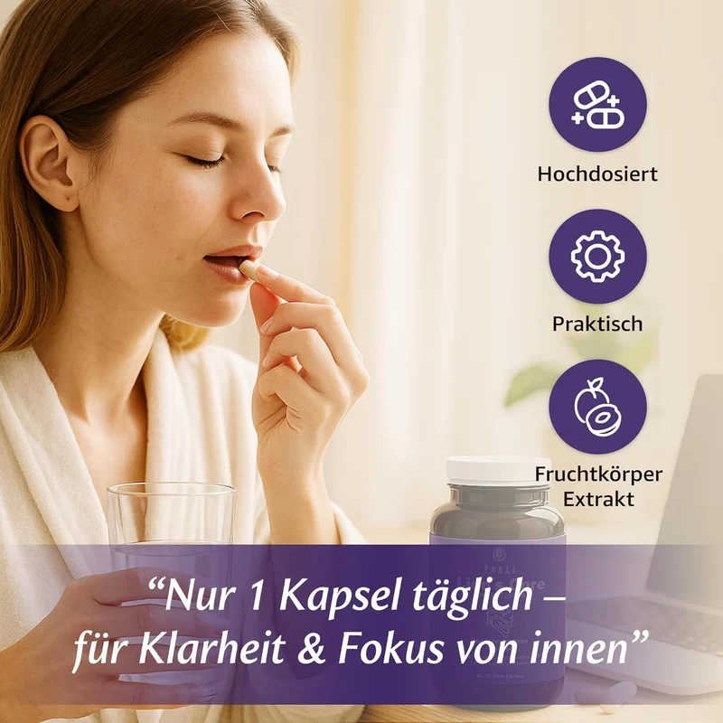 Lion's Mane Kapseln – Fruchtkörper-Extrakt mit Ginseng & B-Vitaminen, 180 Stück | LionsCore