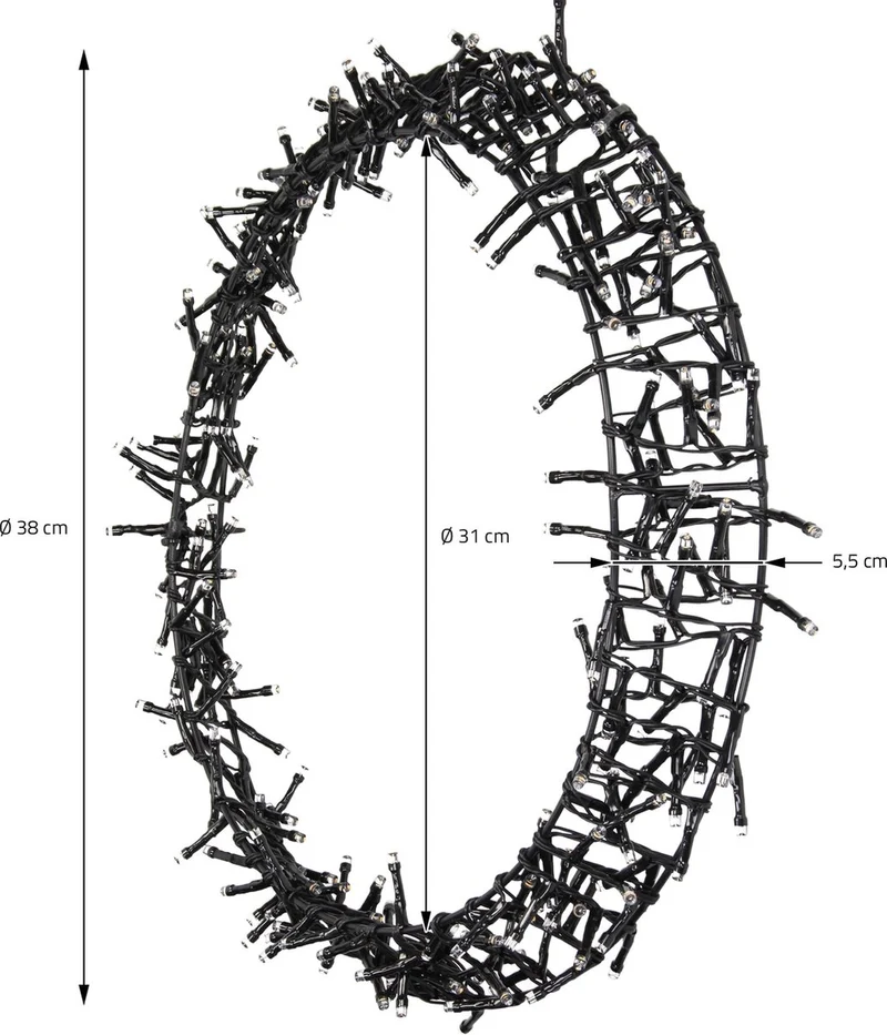 KRANS RING D38 H5,5CM 300LED EXTRA WARM WIT