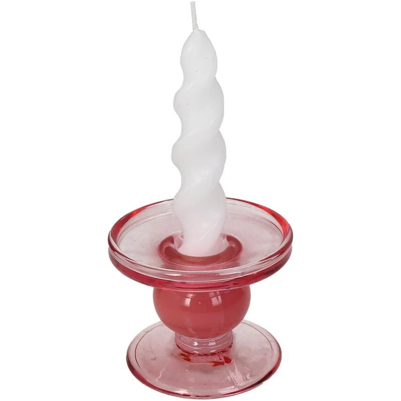 Kerzenhalter Glas Rosa 9x9x7cm