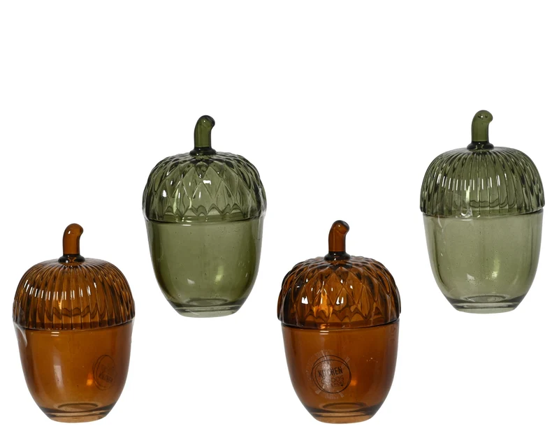 Opbergpot glas transparent 4ass assortie D.7.1cm x H.11.5cm