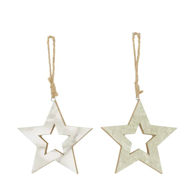Hanger star mdf with print 12.2x1.2x12.2cm 2 Mixed grey FSC