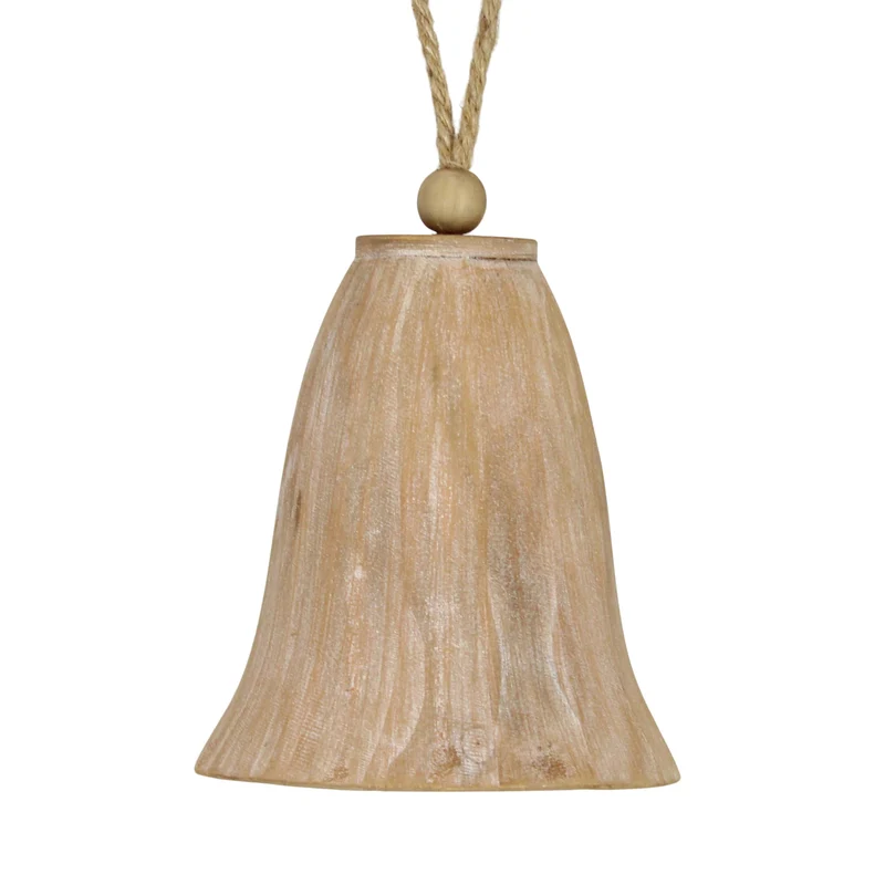 Bell fir wood with hanger 13.5x13.5x15cm FSC 100% Natural-wash