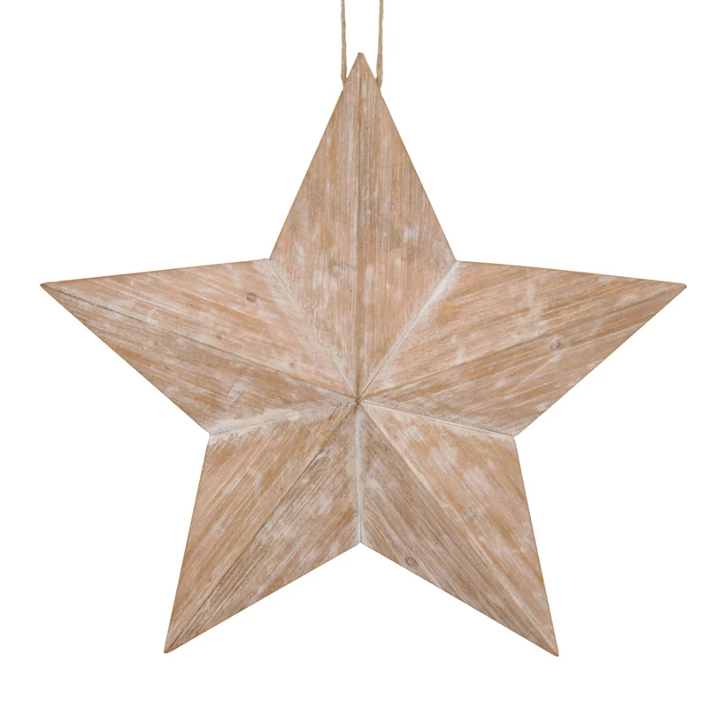 Star fir wood with hanger 38.5x5x37cm FSC 100% Natural-wash