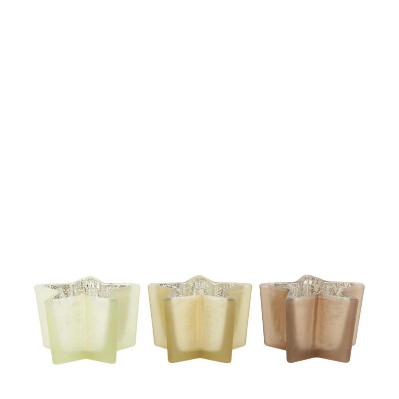 Tealight holder star glass 10.5x10.5x6.5cm 3 Mixed brown