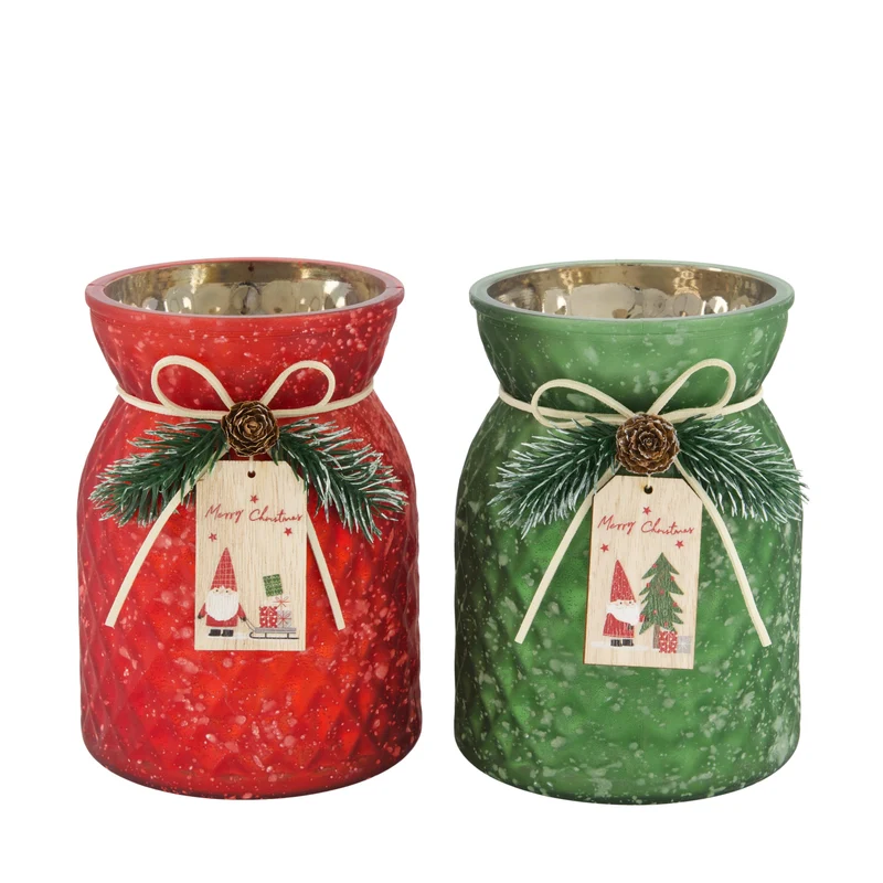 Bottle glass 12x16cm 2 mixed Red/Green