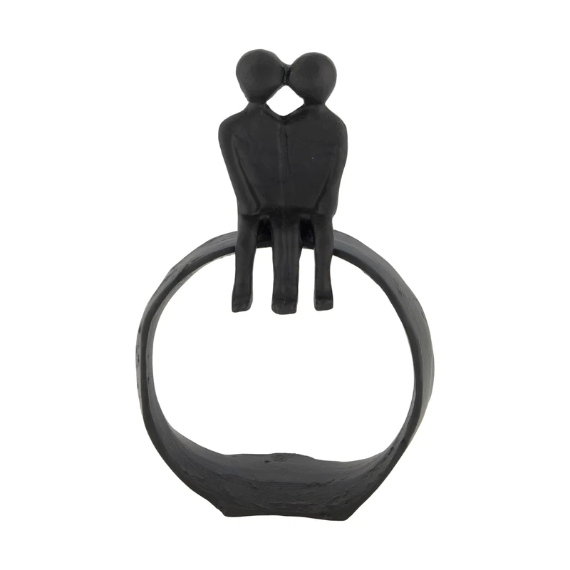 Statue couple aluminium 15.5x6x24cm Black