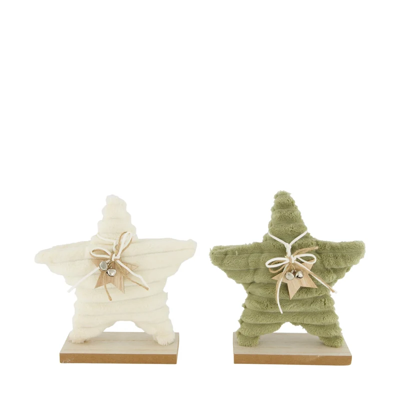 Statue star plywood with fabric 17x6x18.5cm FSC 100% 2 Mixed