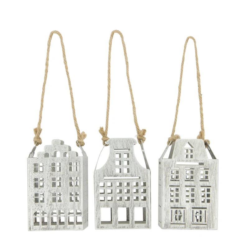 Hanger house metal 6x6x10cm 3 mixed Silver