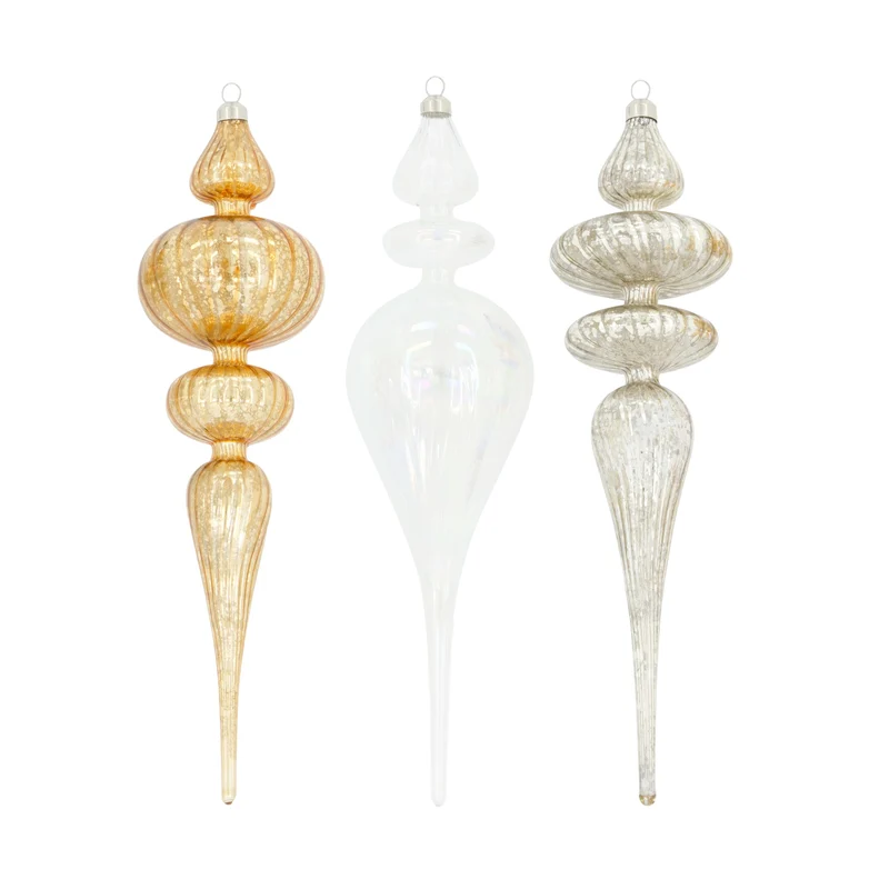 Hanger icicle glass 8x8x30cm 3 Mixed