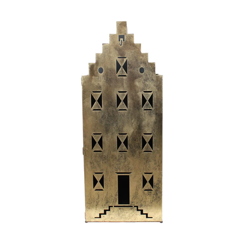 Statue house metal 29x46x118cm Gold