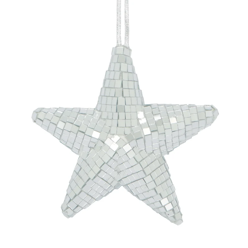 Hanger star disco foam with hanger 13x13x4.5cm Silver