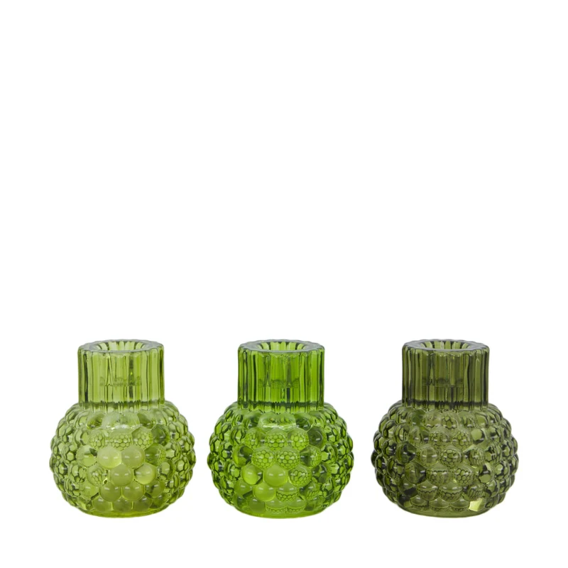 Tealight holder glass 7.8x7.8x8.8cm 3 mixed Green
