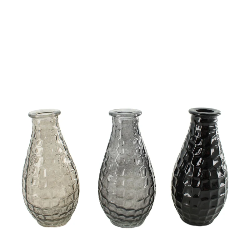 Vase glass 8.2x8.2x13.1cm 3 Mixed grey