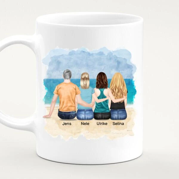 Personalisierte Tasse - Beste Freunde (3 Frauen + 1 Mann)