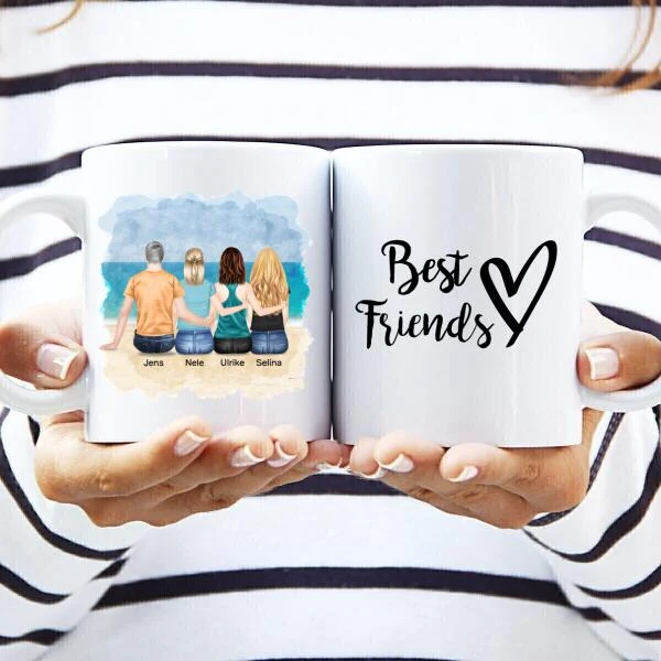 Personalisierte Tasse - Beste Freunde (3 Frauen + 1 Mann)