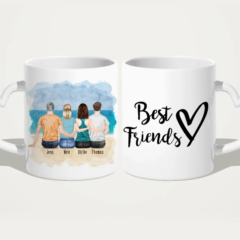 Personalisierte Tasse - Beste Freunde (2 Frauen + 2 Männer)