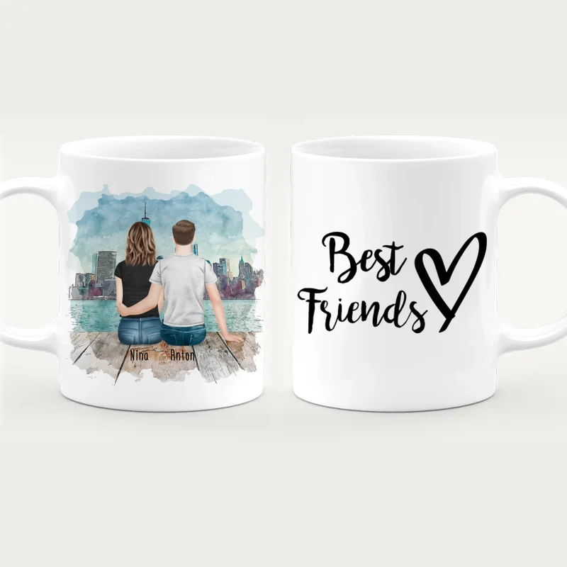 Personalisierte Tasse - Beste Freunde (1 Frau + 1 Mann)