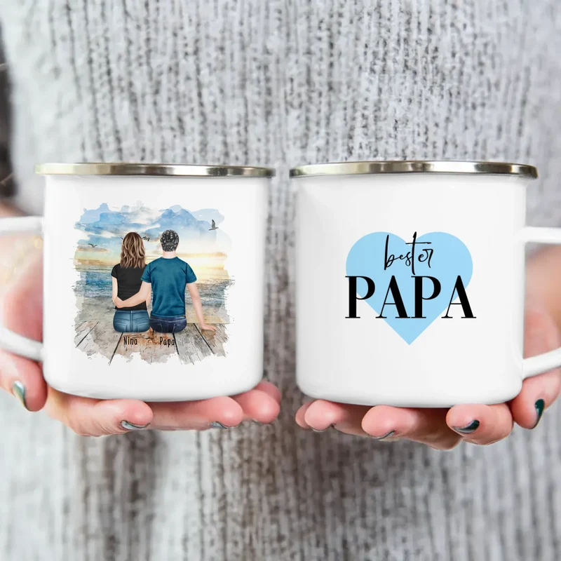 Personalisierte Tasse mit Vater/Tochter (1 Tochter)