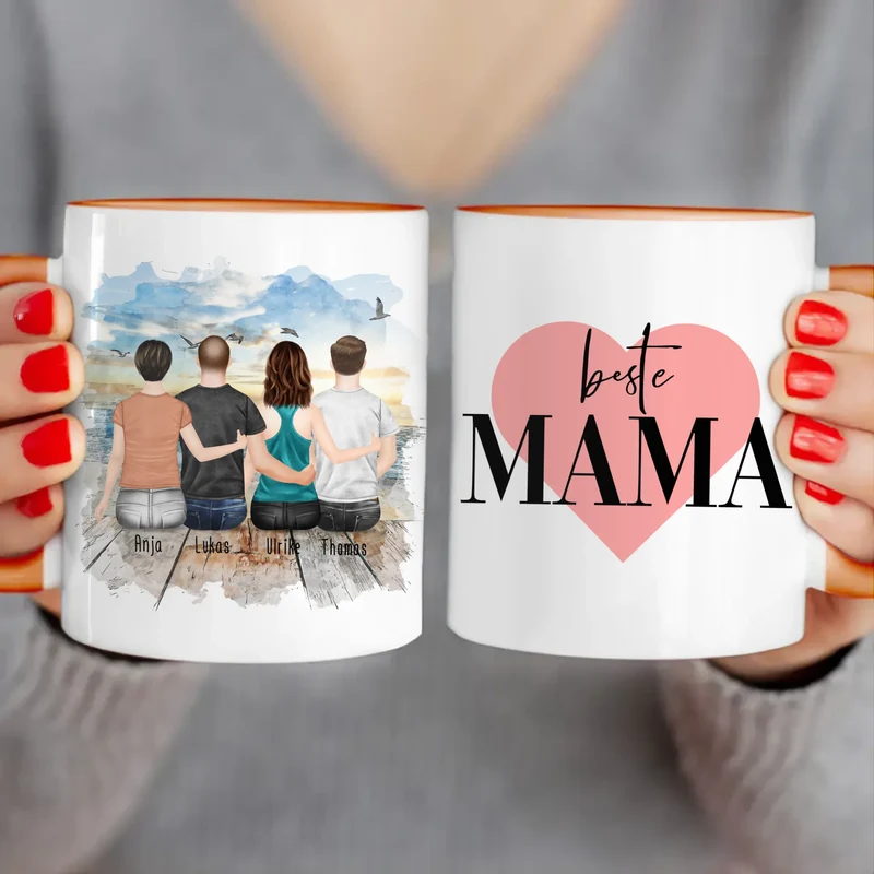 Personalisierte Tasse mit Mutter/Tochter/Sohn (1 Tochter + 2 Söhne)