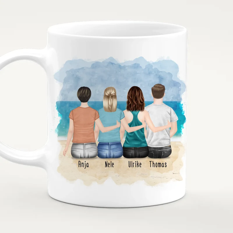 Personalisierte Tasse mit Mutter/Tochter/Sohn (2 Töchter + 1 Sohn)