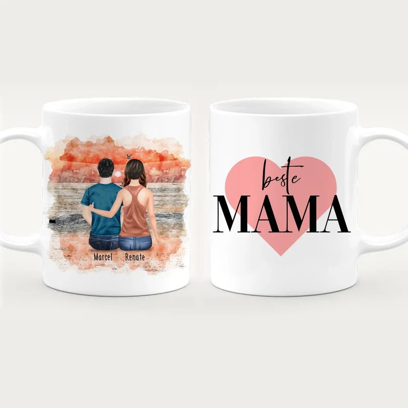 Personalisierte Tasse mit Mutter/Sohn (1 Sohn)
