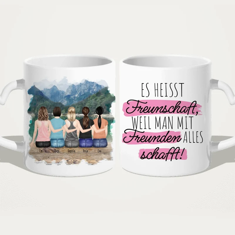 Personalisierte Tasse für Beste Freundinnen (5 Freundinnen)