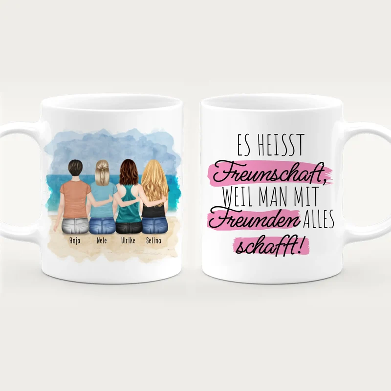 Personalisierte Tasse für Beste Freundinnen (4 Freundinnen)