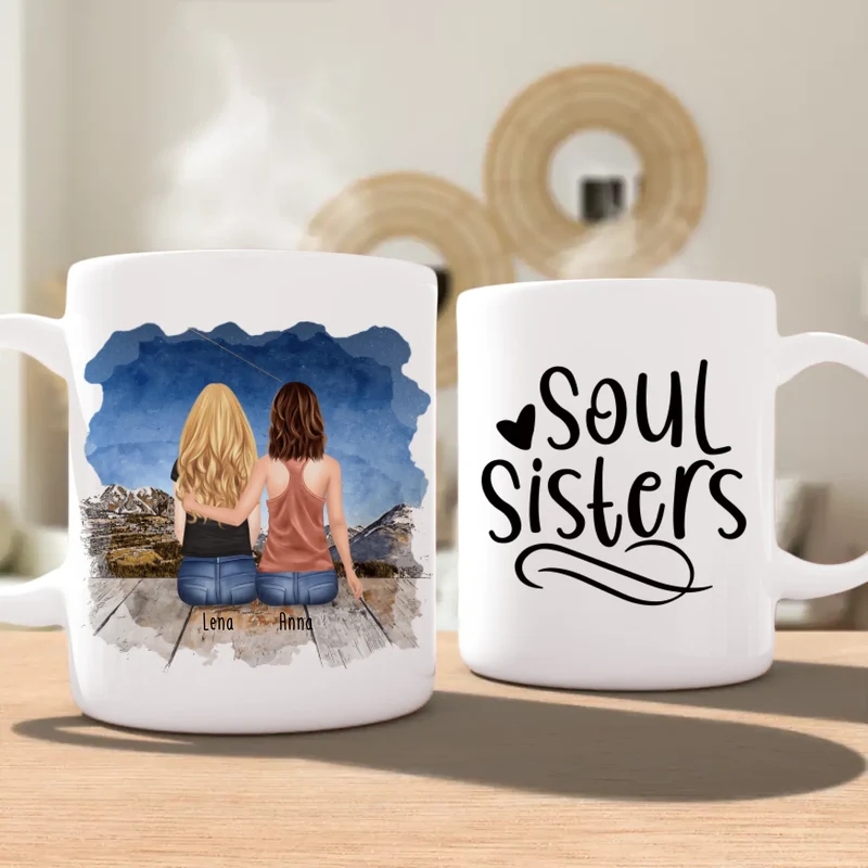 Personalisierte Tasse für Schwestern (2 Schwestern)