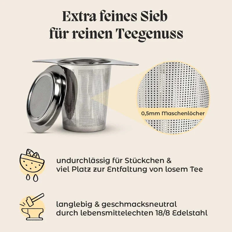 Edelstahl Teesieb mit Deckel