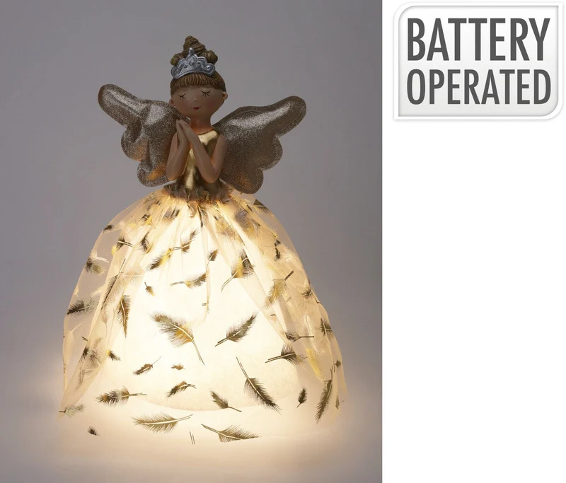ENGEL MET LED 22X36CM GOUD