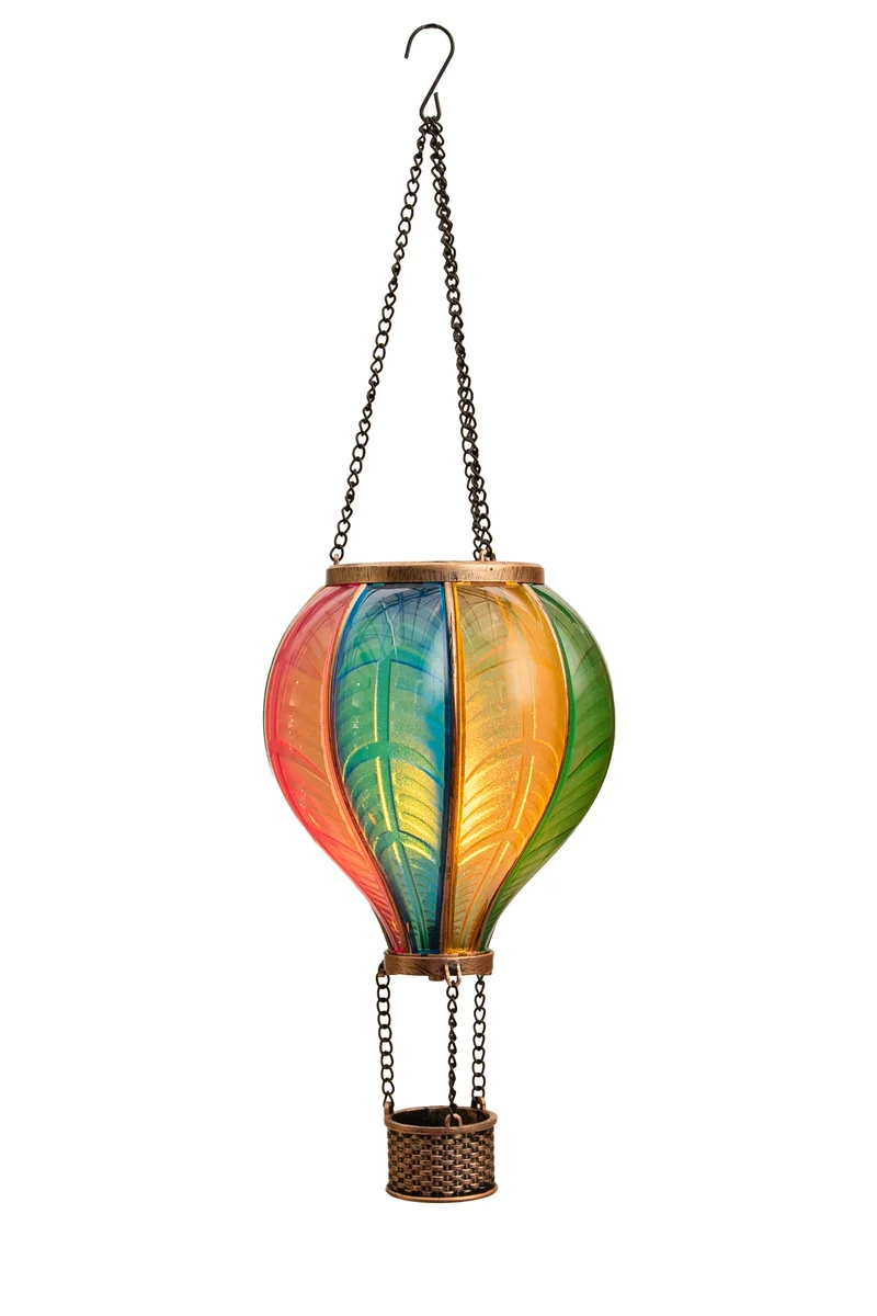 B.O. LUCHTBALLON 20LED MET VLAMEFFECT 14X25CM MULTI / 2XAAA IP44 BATTERYBOX AAN / 6/18H TIMER / UIT