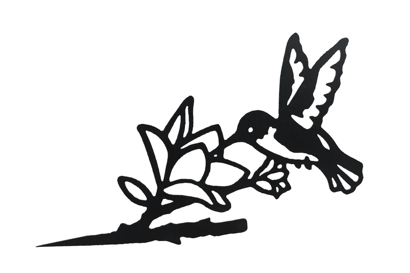Gartenstecker "Kolibri" aus schwarzem Metall, 36x0,05x21cm