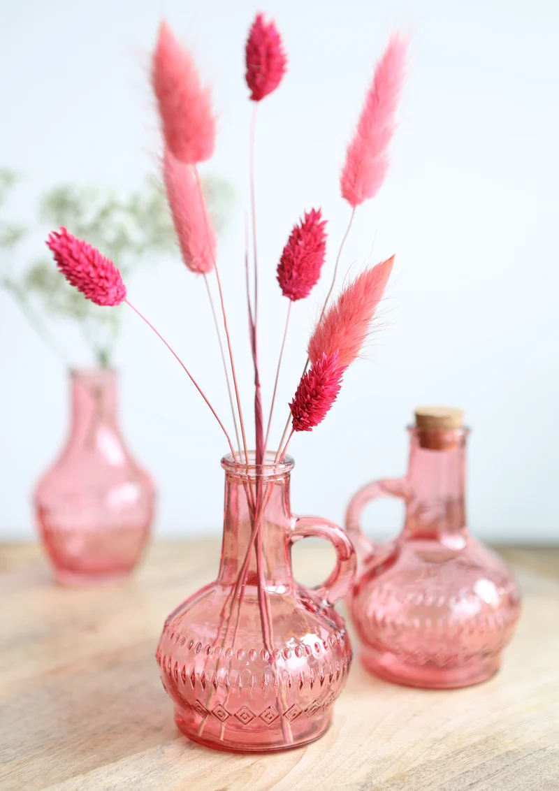 Lille zacht roze fles h.10 Ø7cm