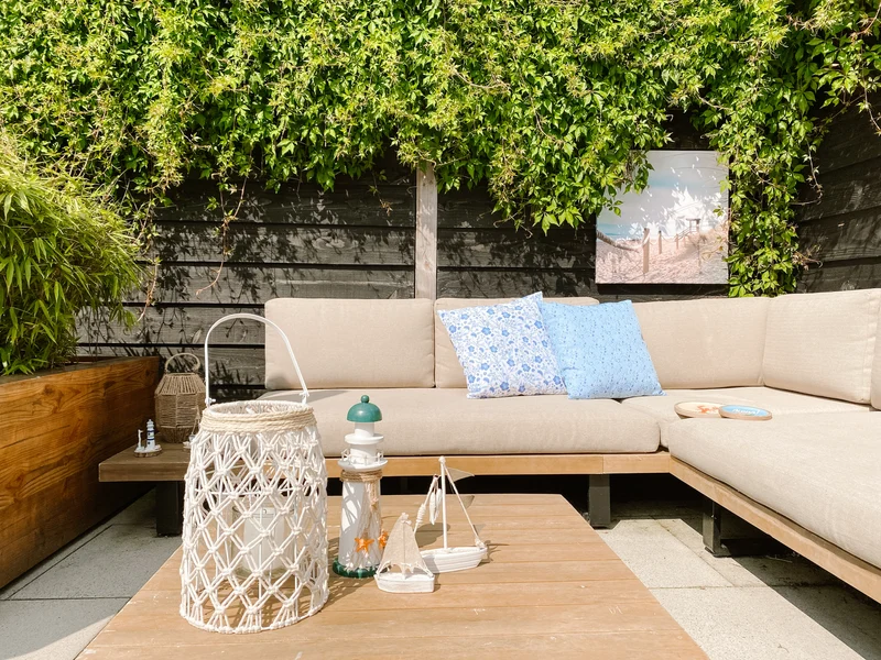 OUTDOOR LEINWAND 58X78CM ITALIENISCH BLAU HAUS