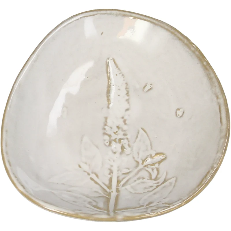 Platte Steingut Wiesenblume Weiß 11,5x10,5x2cm