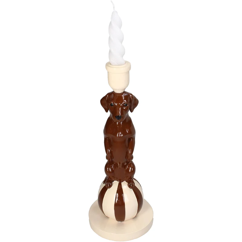 Kerzenständer Dackel Polyresin Braun 11.5x11.5x29.5cm