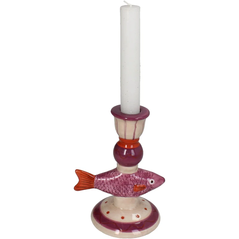 Kerzenständer Fisch Dolomit Lila 11x9x15cm
