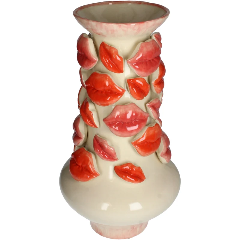 Vase Lips Steingut Rot 25x25x45cm
