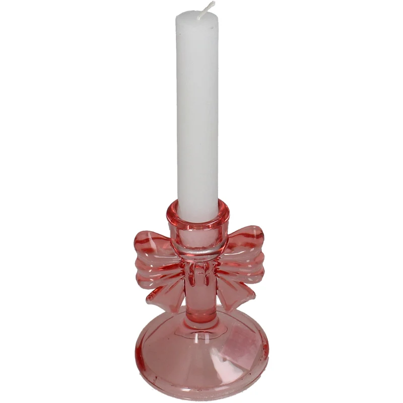 Kerzenständer Schleife Glas Rosa 8x8x11cm