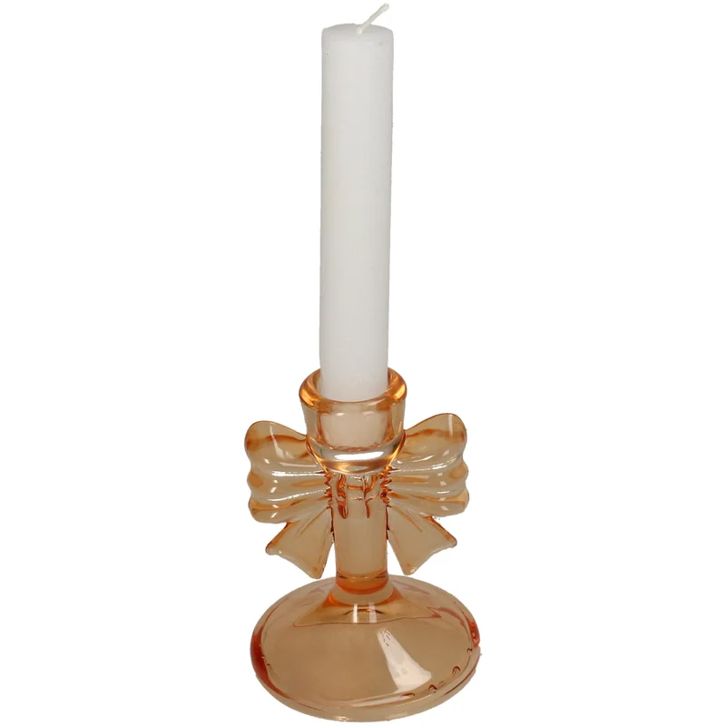 Kerzenhalter Schleife Glas Orange 8x8x11cm