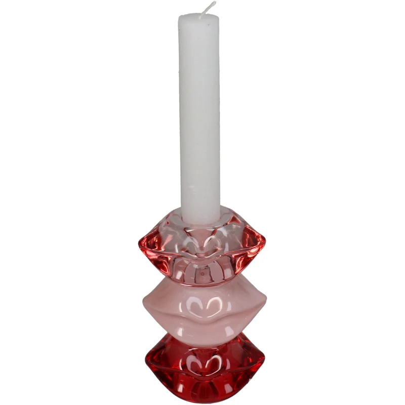 Kerzenleuchter Lippen Glas Rot 7.5x5x12cm