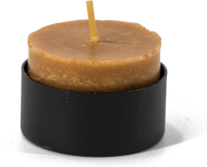 Waxinelichthouder rond metaal 3x4cm zwart