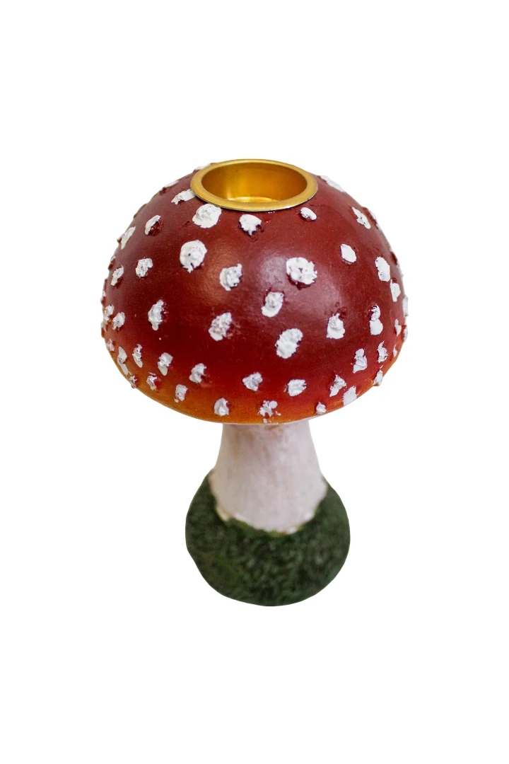 PADDENSTOEL BOL KANDELAAR 8.5X8.5X15 CM - POLYESTER