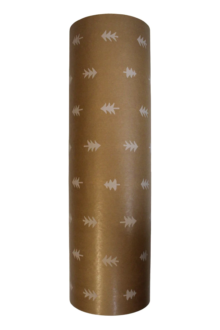 Rol pakpapier Kerstboom wit bruinkraft FSCmix 60cm 12kg 40gr