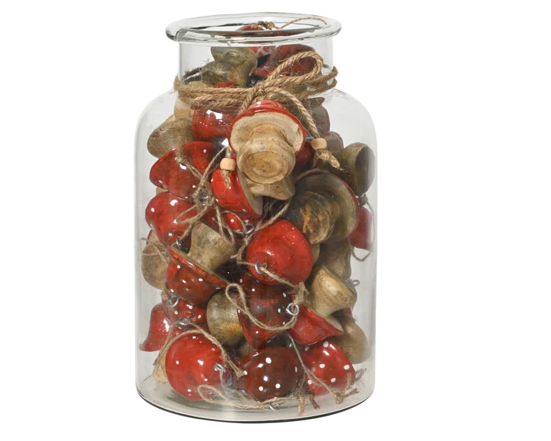 Hanger mangohout enamel 2 kleuren assortie fsc mix 70% rood/wit D.5cm x H.5cm
