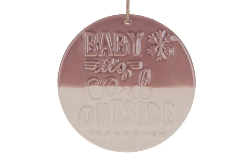 Keramikplatte "Baby es ist draußen kalt" 15x15x0.8cm Natürlich/P