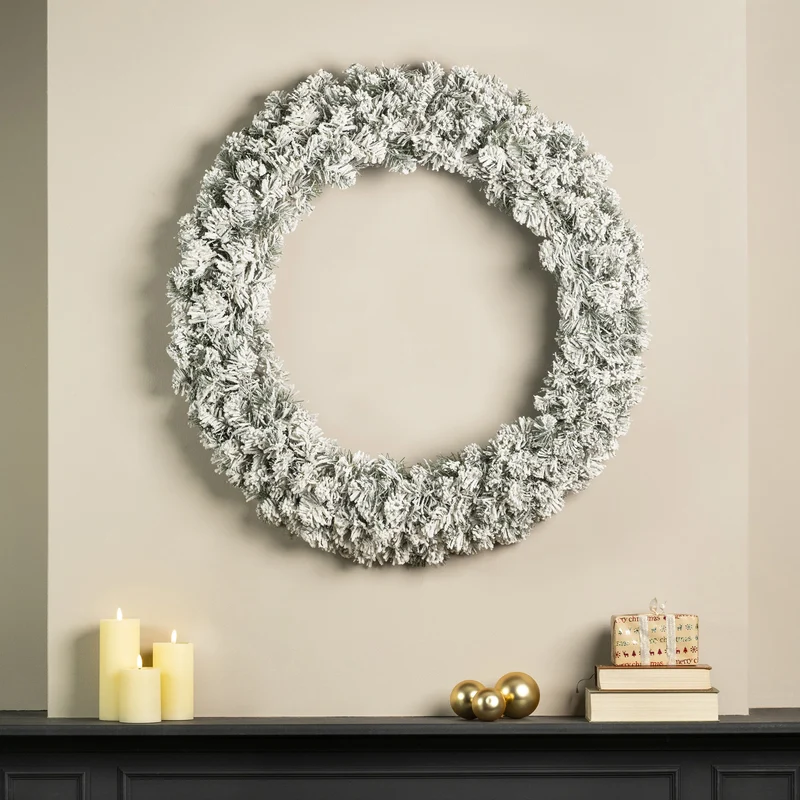 Imperial krans snowy binnen dia90cm H.22cm groen/wit