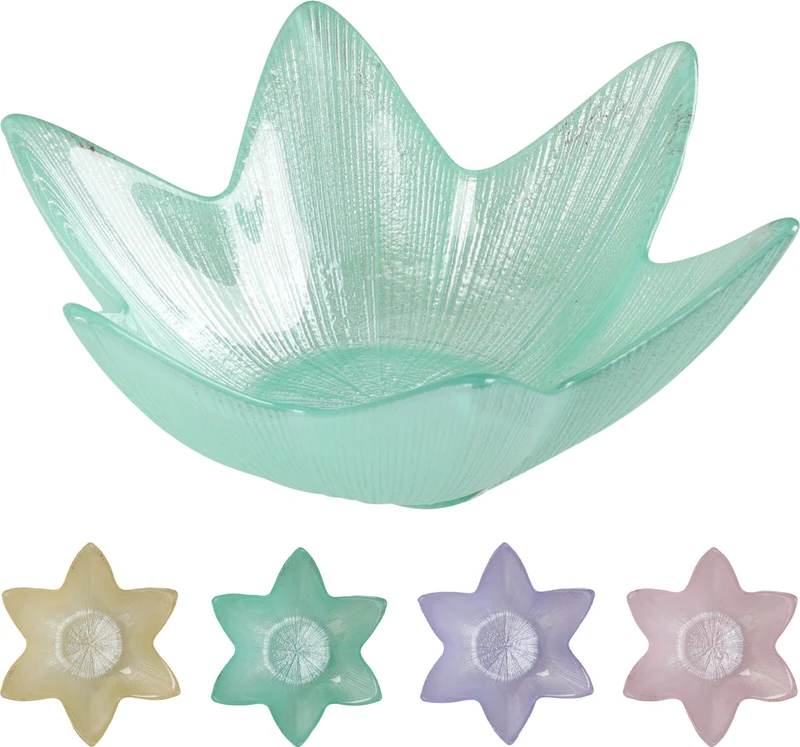 SCHALE GLASBLUME D15 H5CM 4 FARBEN SORTIERT